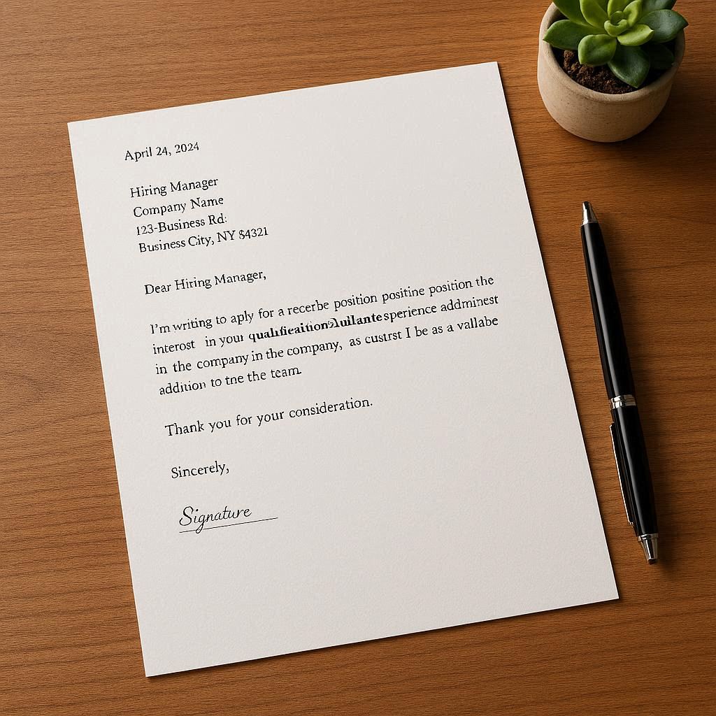 رسالة طلب وظيفة قصيرة