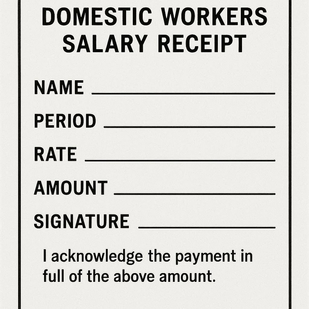 نموذج استلام رواتب العمالة المنزلية