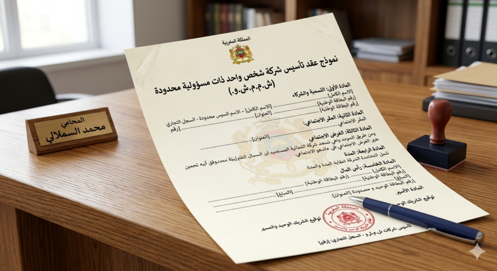 نموذج عقد تأسيس شركة شخص واحد ذات مسؤولية محدودة