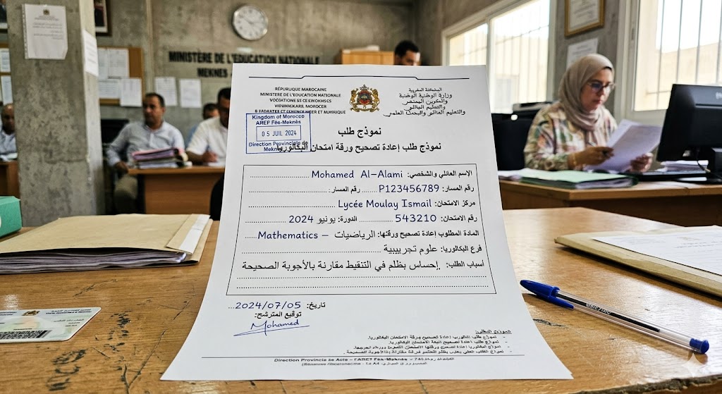 نموذج طلب اعادة تصحيح ورقة الامتحان البكالوريا